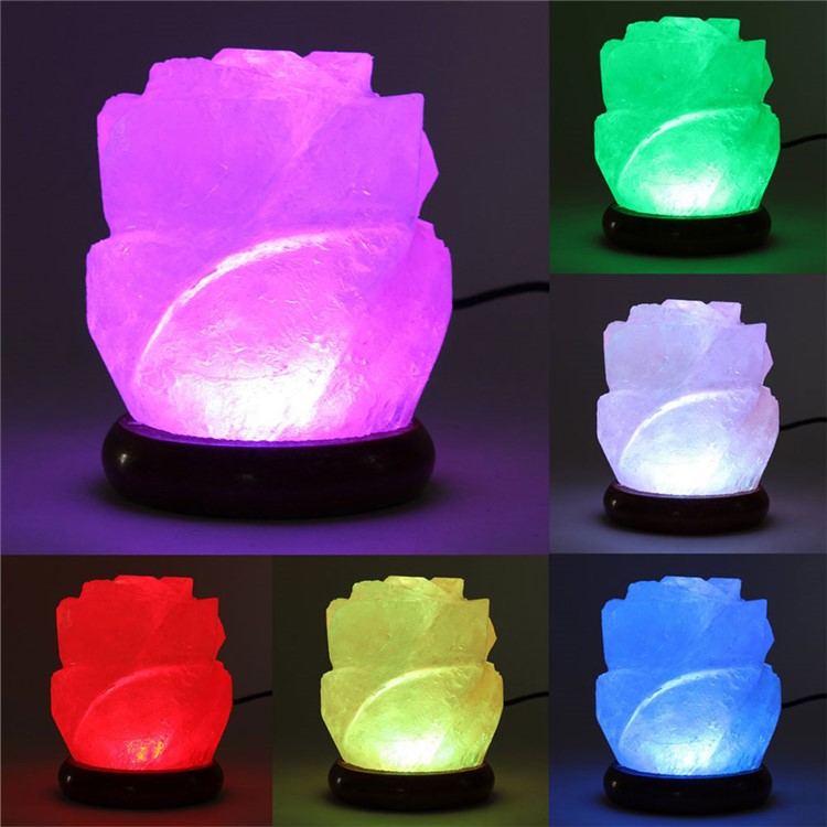 YOUOKLIGHT YK2298 Hand Crafted Flower-shaped Natural Himalayan Salt Lamp Air Purifier Night Light-8