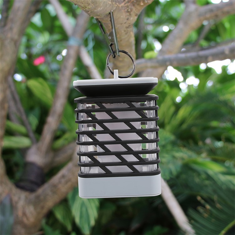 Hanging LED Solar Lantern Candles for Outdoor Garden Lawn Yard - Black / White-11