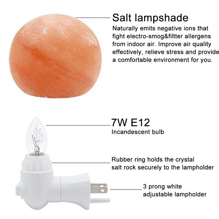 YouOKLight YK2295 7W 120V Warm White Himalayan Globe Sphere Salt Lamp - US Plug-5