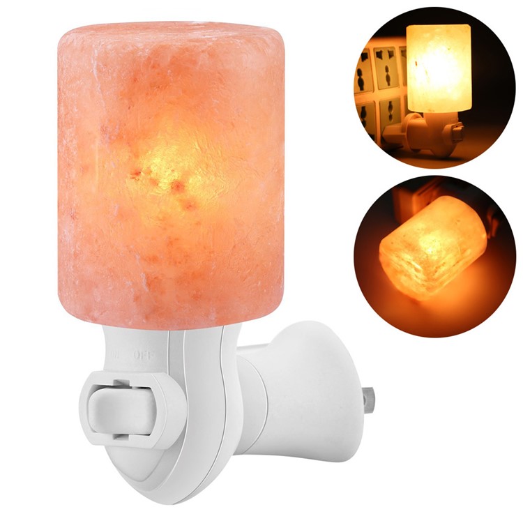 YOUOKLIGHT YK2299 Mini Himalayan Salt Lamp Cylinder Shape Air Purifier Warm White Wall Light - US Plug-1