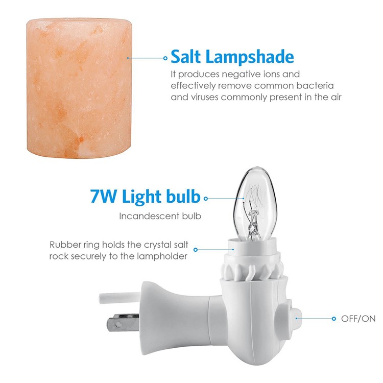 YOUOKLIGHT YK2299 Mini Himalayan Salt Lamp Cylinder Shape Air Purifier Warm White Wall Light - US Plug-6