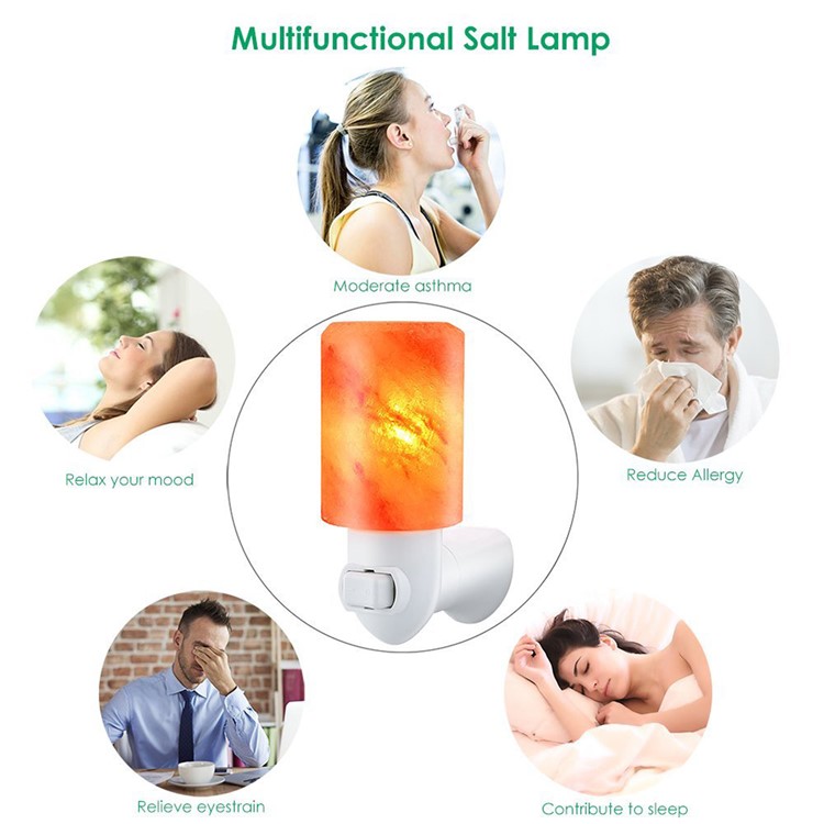 YOUOKLIGHT YK2299 Mini Himalayan Salt Lamp Cylinder Shape Air Purifier Warm White Wall Light - US Plug-7