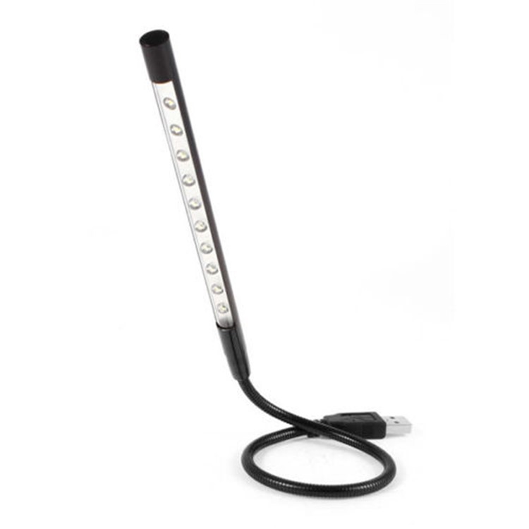 10-LED Metal Flexible USB Light Eye Protect Night Lamp - Black-1