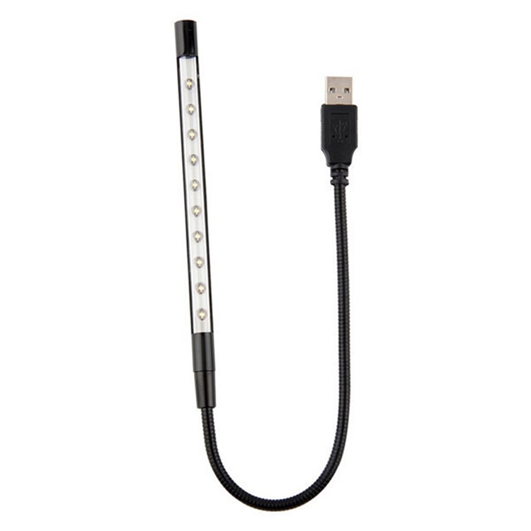 10-LED Metal Flexible USB Light Eye Protect Night Lamp - Black-2