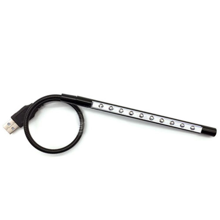 10-LED Metal Flexible USB Light Eye Protect Night Lamp - Black-3