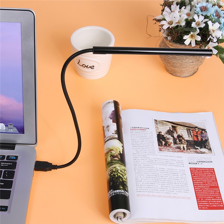 10-LED Metal Flexible USB Light Eye Protect Night Lamp - Black-5