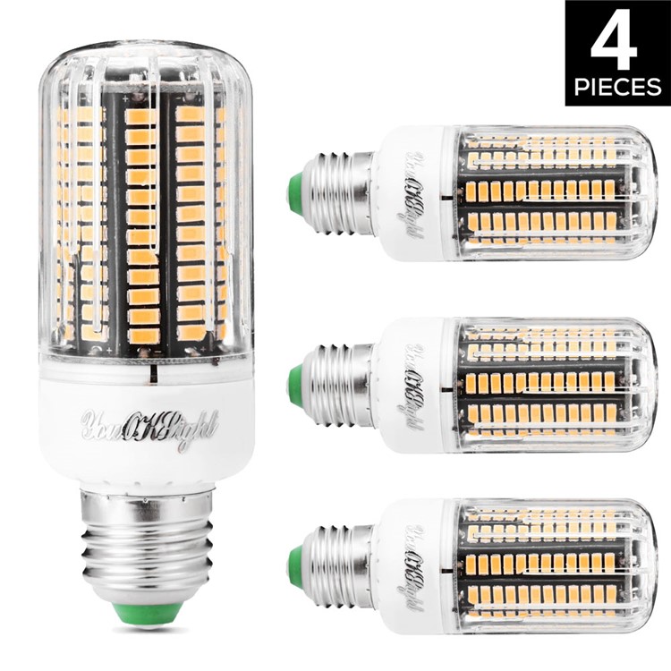 4PCS/Set 12W E27 SMD 5733 1100LM 136-LED Corn Light Bulb with Cover - Warm White-1