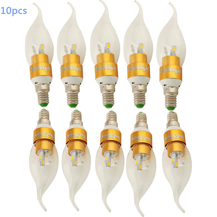 YOUOKLIGHT YK0356 10Pcs/Set E14 3W 220lm 6-SMD 5730 Warm White LED Tail Shape Candle Bulb-1