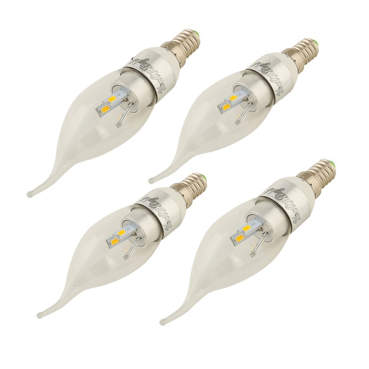YOUOKLIGHT YK0355 4Pcs/Set E14 3W 3000K 280LM SMD 5730 Candle Tail Warm White Bulb-1