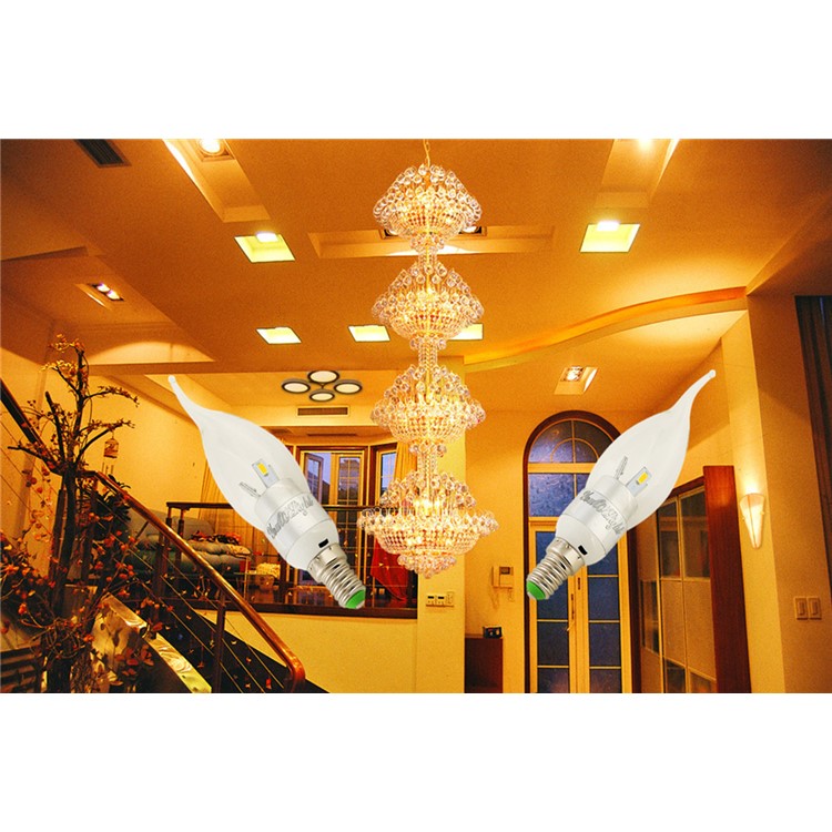 YOUOKLIGHT YK0355 4Pcs/Set E14 3W 3000K 280LM SMD 5730 Candle Tail Warm White Bulb-5