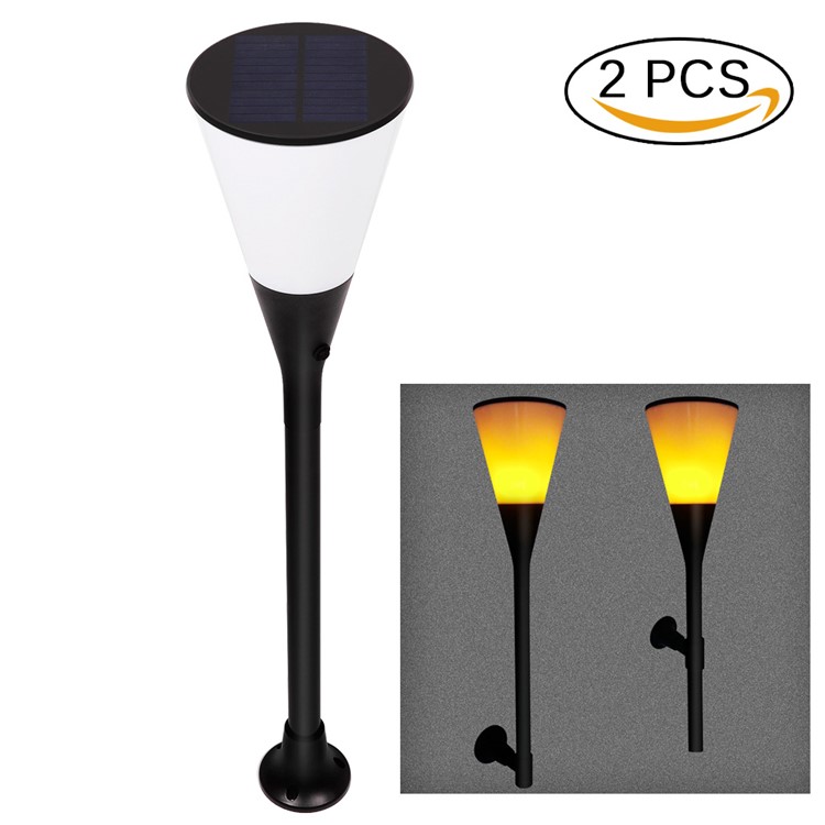 2Pcs/Set YY9605-5 LED Solar Torch Light Wineglass Flickering Flame LED Garden Light - Warm White-1