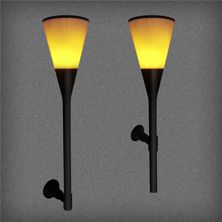2Pcs/Set YY9605-5 LED Solar Torch Light Wineglass Flickering Flame LED Garden Light - Warm White-8