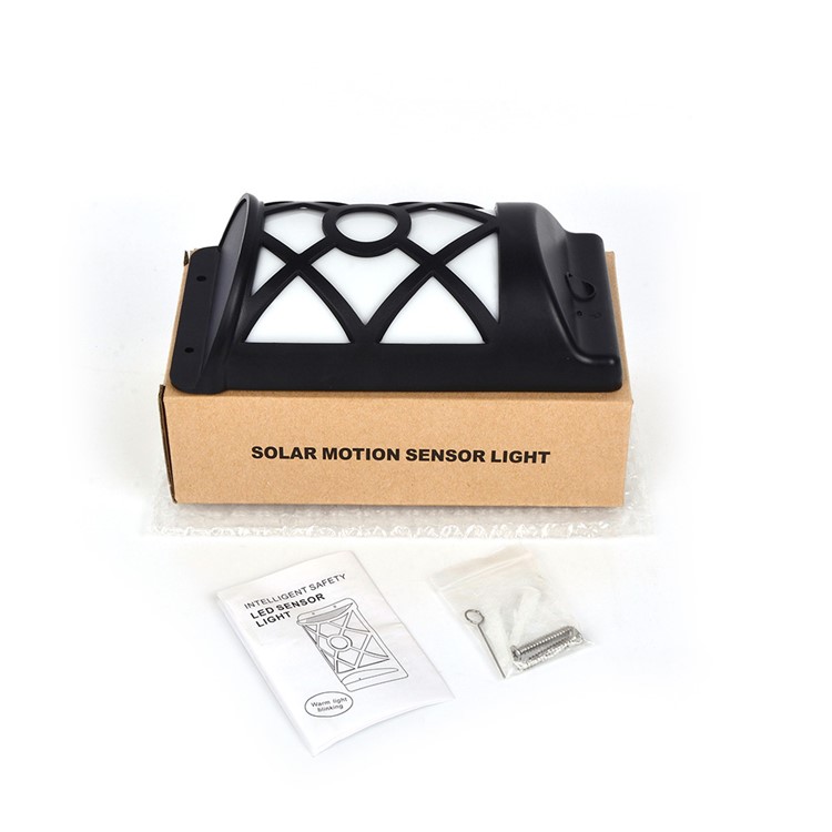 YY106 Grid Pattern Solar Powered Light Control LED Wall Light Outdoor Garden Lamp - Warm White-7