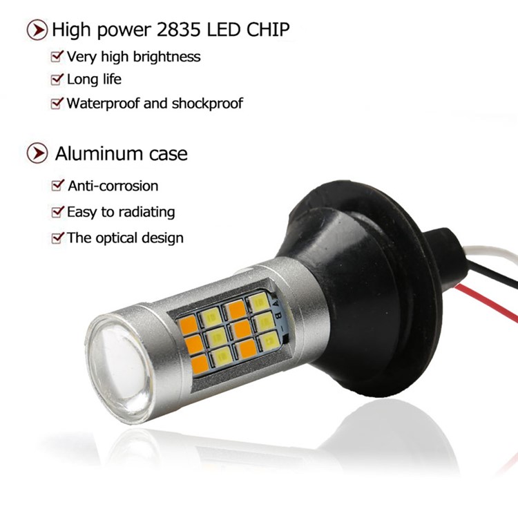 YOUOKLIGHT YK1526 2Pcs/Set 1156/BA15S Dual Color LED Turn Signal Light + Daytime Running Light-12