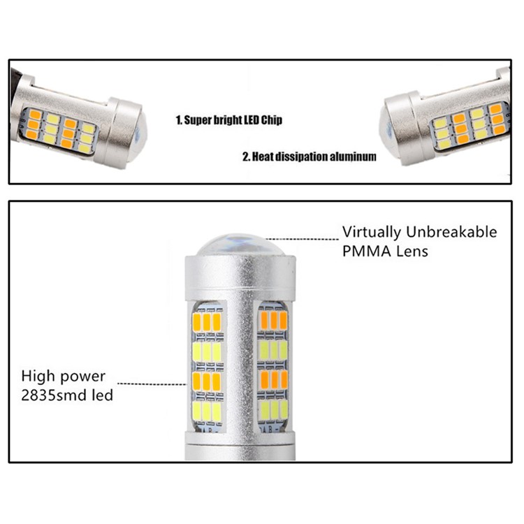 YOUOKLIGHT YK1526 2Pcs/Set 1156/BA15S Dual Color LED Turn Signal Light + Daytime Running Light-13