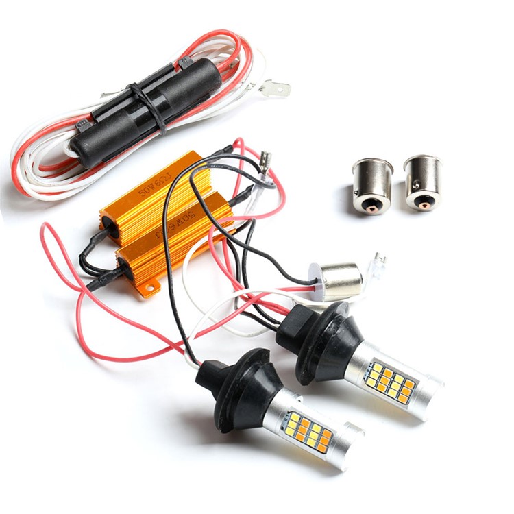 YOUOKLIGHT YK1526 2Pcs/Set 1156/BA15S Dual Color LED Turn Signal Light + Daytime Running Light-5