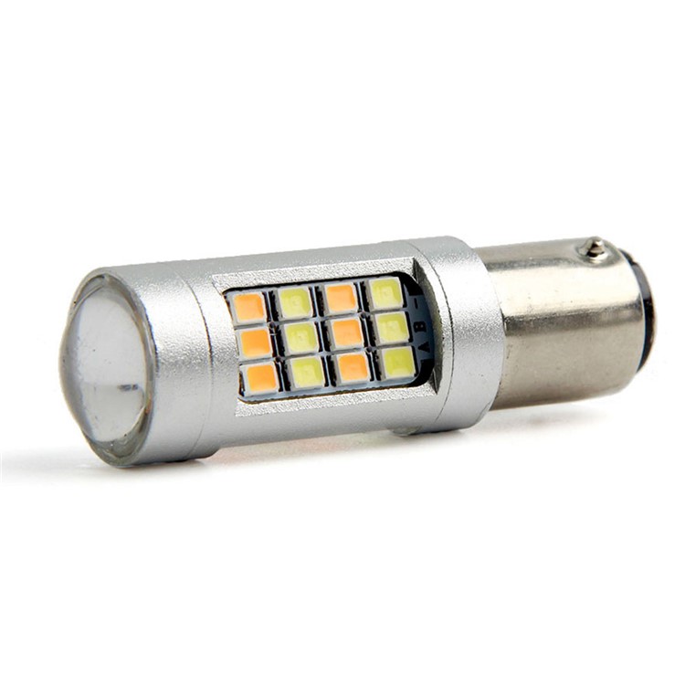 2PCS 5W DC12V 1157 White + Warm White Dual Color LEDs for Car Daytime Running Light and Turn Signal Light-5