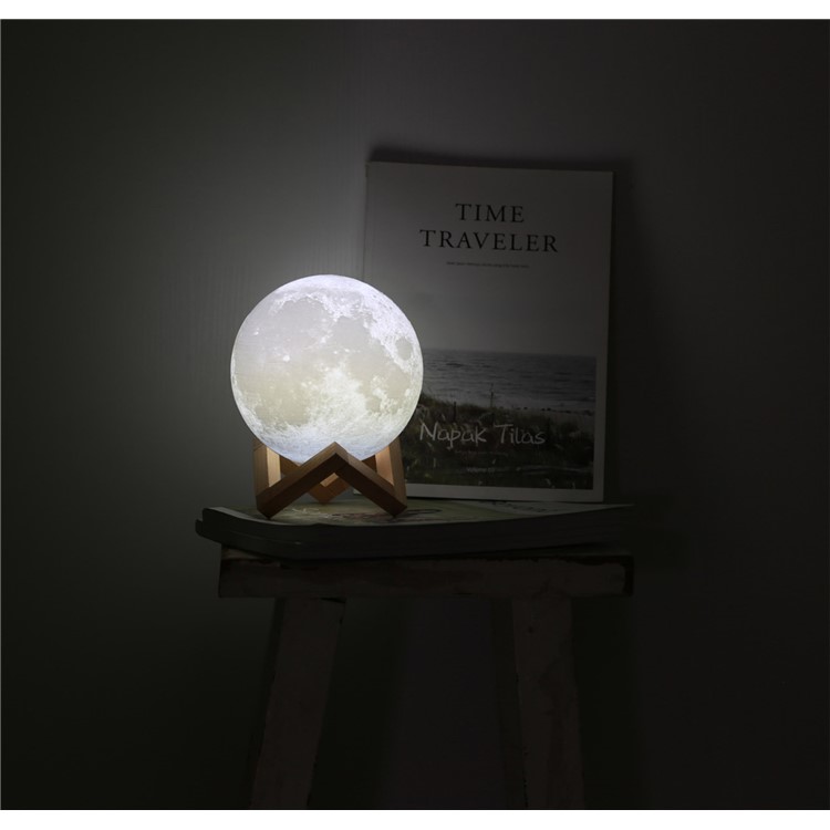 20cm Diameter Light LED 3D Printing Moon Lamp Touch Control Home Decorative Light - White-15