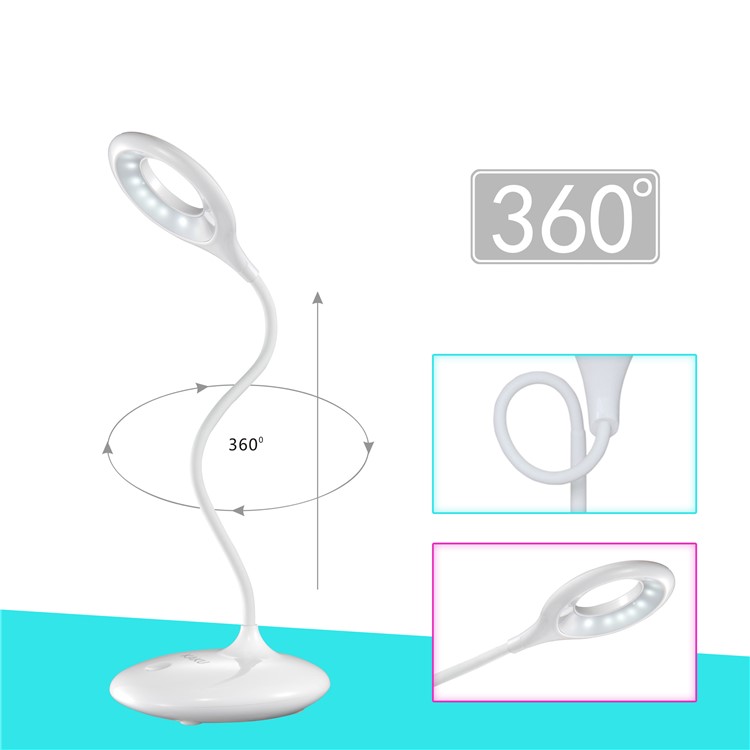 360-Degree Rotating Rechargeable Dimmable 16-LED USB Table Desk Lamp Light Touch Switch-2
