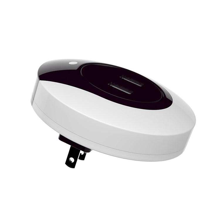 CH001 Mini LED Night Light with Dual USB Wall Charger 2-in-1 Design - US Plug / Dark Purple-3