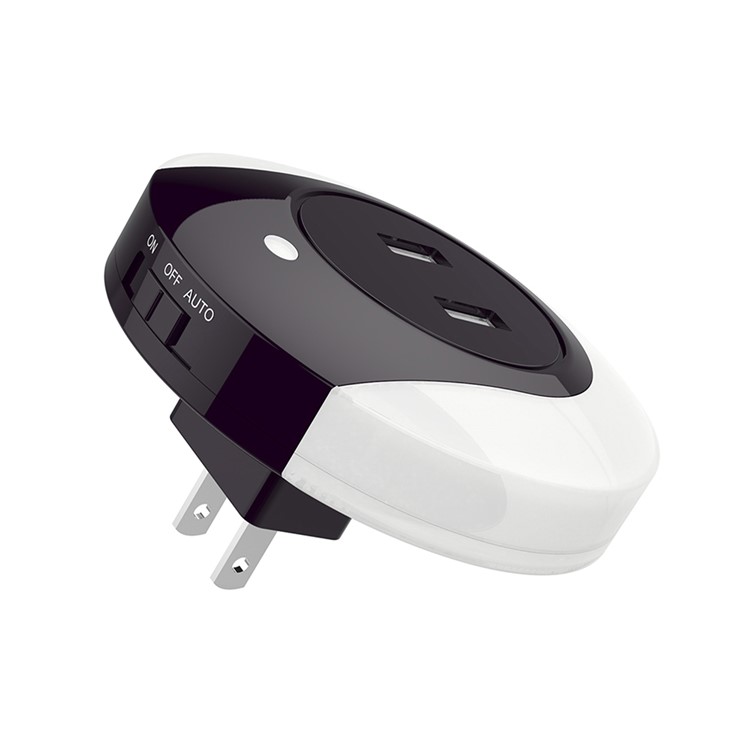 CH001 Mini LED Night Light with Dual USB Wall Charger 2-in-1 Design - US Plug / Dark Purple-5