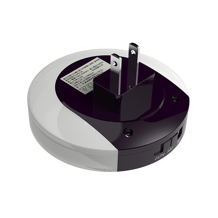 CH001 Mini LED Night Light with Dual USB Wall Charger 2-in-1 Design - US Plug / Dark Purple-6