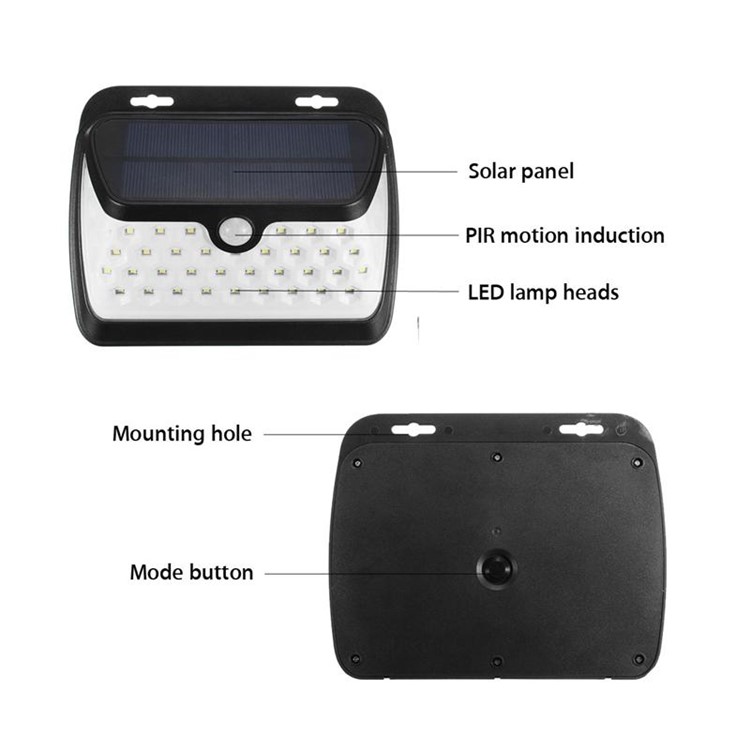 42-LED Wide Angle Solar PIR Motion Sensor Light with 3 Lighting Modes for Wall Driveway Garden-12