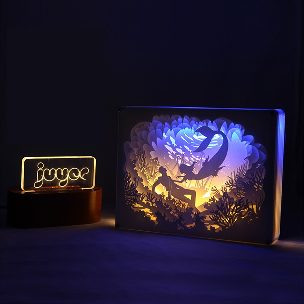 Prince Mermaid Papercut Light Box Decorative Table Lamp Bedside Lamp-1
