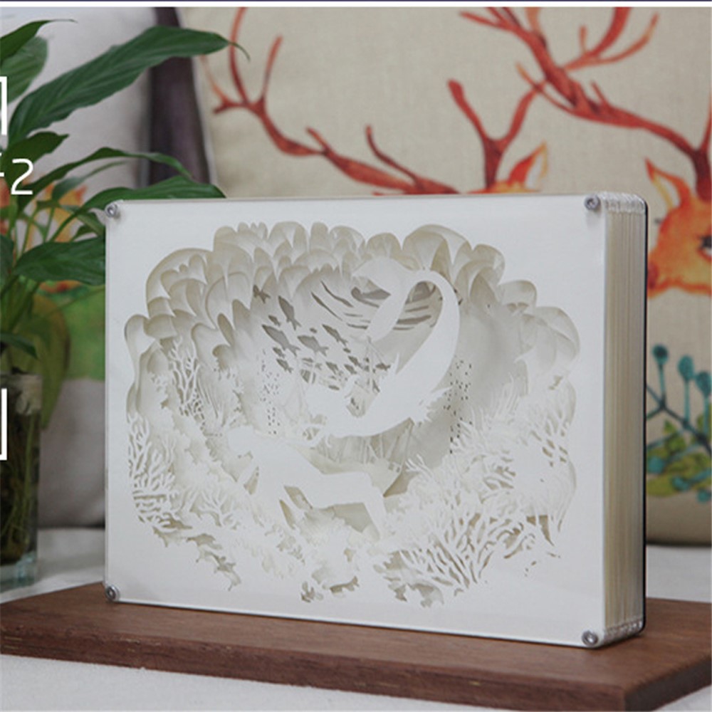 Prince Mermaid Papercut Light Box Decorative Table Lamp Bedside Lamp-6