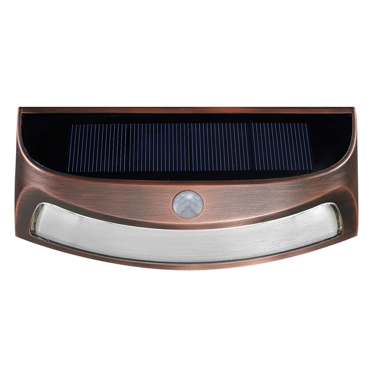DS-3690 Outdoor Waterproof Solar Powered LED Wall Light 200LM 8 LEDs Motion Sensor Lamp - Brown-1