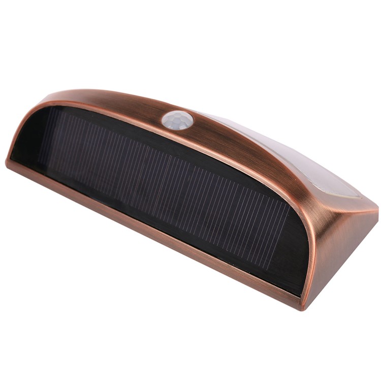 DS-3690 Outdoor Waterproof Solar Powered LED Wall Light 200LM 8 LEDs Motion Sensor Lamp - Brown-3