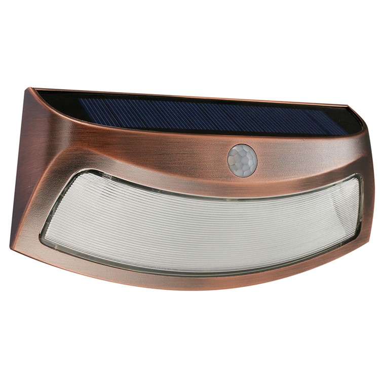DS-3690 Outdoor Waterproof Solar Powered LED Wall Light 200LM 8 LEDs Motion Sensor Lamp - Brown-5
