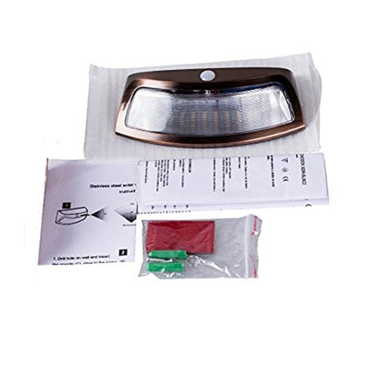DS-3690 Outdoor Waterproof Solar Powered LED Wall Light 200LM 8 LEDs Motion Sensor Lamp - Brown-6