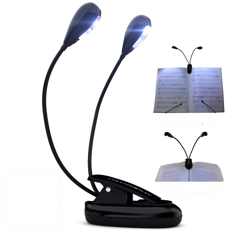 Clip Style 4 LED Music Stand Reading Lamp USB or AAA Battery Powered-1
