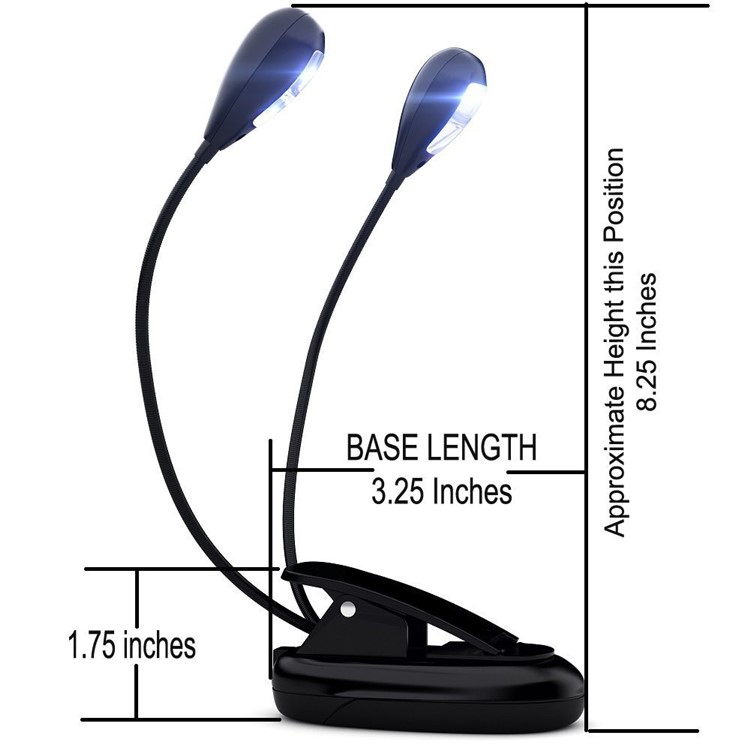 Clip Style 4 LED Music Stand Reading Lamp USB or AAA Battery Powered-11