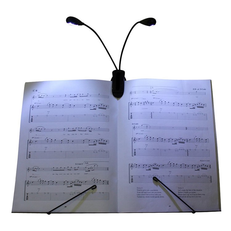 Clip Style 4 LED Music Stand Reading Lamp USB or AAA Battery Powered-6