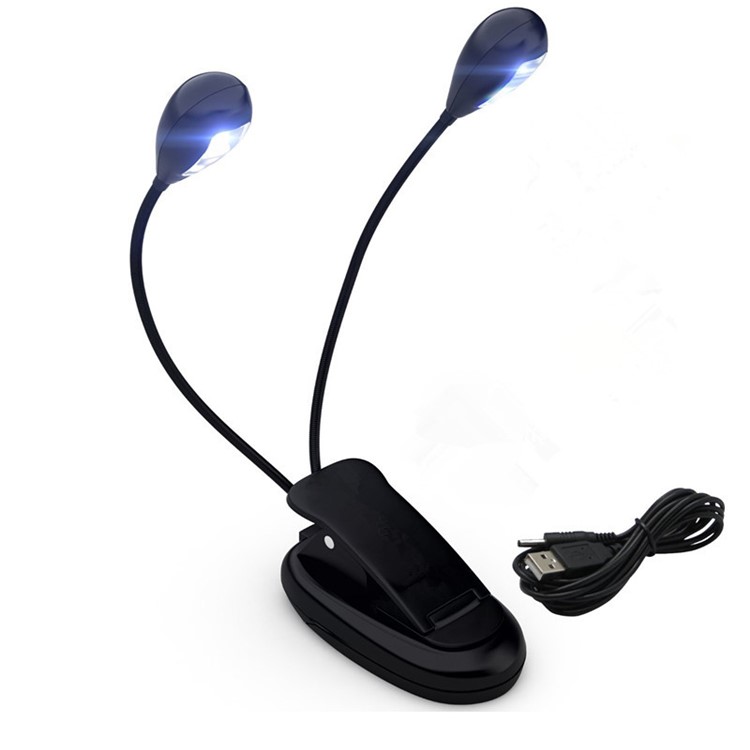 Clip Style 4 LED Music Stand Reading Lamp USB or AAA Battery Powered-7