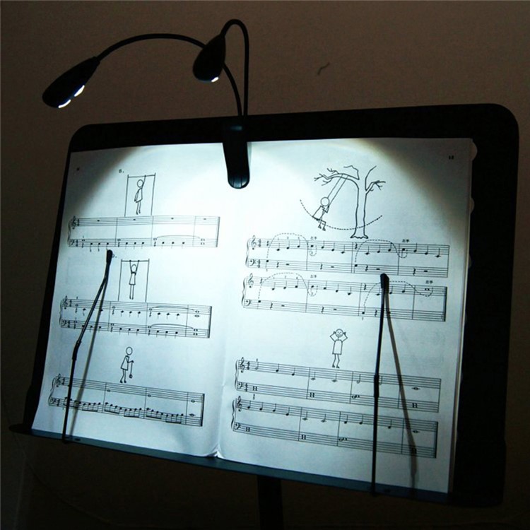 Clip Style 4 LED Music Stand Reading Lamp USB or AAA Battery Powered-8