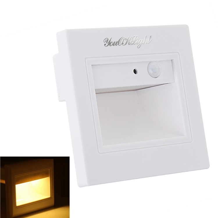YOUOKLIGHT YK2306 LED Motion Sensor Footlight Wall Light Lamp for Stairs Step Corner - Warm White Light-1