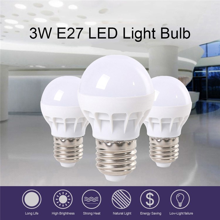 3Pcs/Set YOUOKLIGHT YK0067 E27 3W LED Light Bulbs AC 220V for Home Lighting - White Light-8