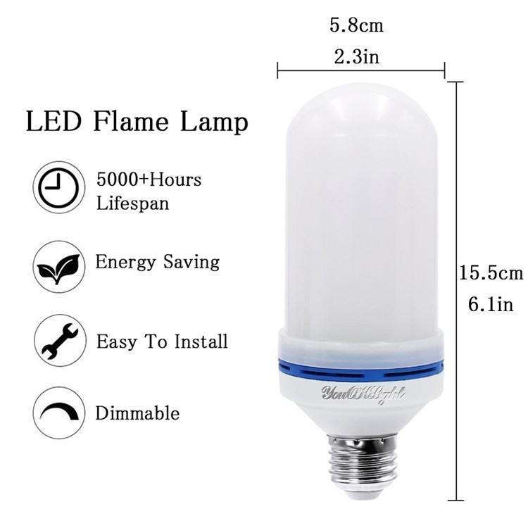 YOUOKLIGHT YK1209 E27/E26 SMD 2835 99-LED Corn Flame Light Bulb-4