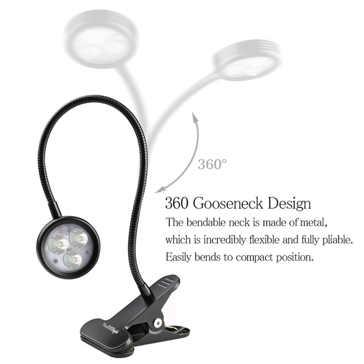 YOUOKLIGHT YK2310 3W Goose Neck Clip-on Desk LED Lamp - US Plug-2