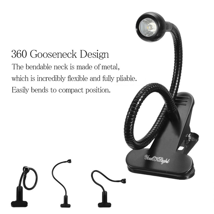 YOUOKLIGHT YK2309 1W Clip-on Desk LED Lamp Flexible Goose Neck LED Light - US Plug-3