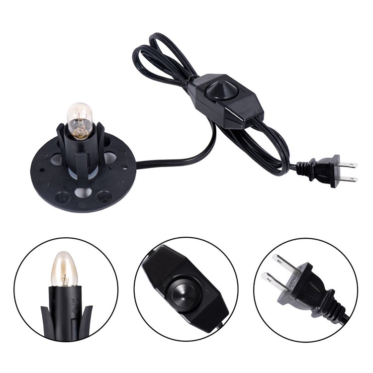 YOUOKLIGHT YK6621 Light Bulb + E12 Lamp Base Electric Power Dimmer Switch Cable for Himalayan Salt - US Plug-1