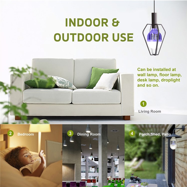 YOUOKLIGHT YK0068 12W 3-Mode Insect Fly Killer Mosquito Bug Zapper Lamp Light Bulb With E27 to EU Plug-6