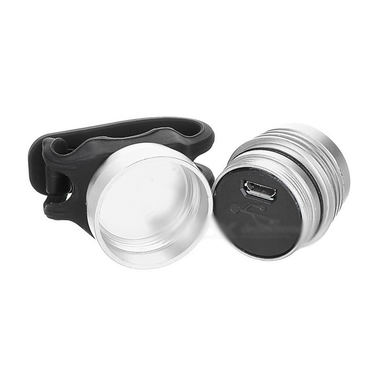 4 Lighting Modes USB Rechargeable Bike Bicycle LED Rear Tail Light - Silver Shell / Red Light-2