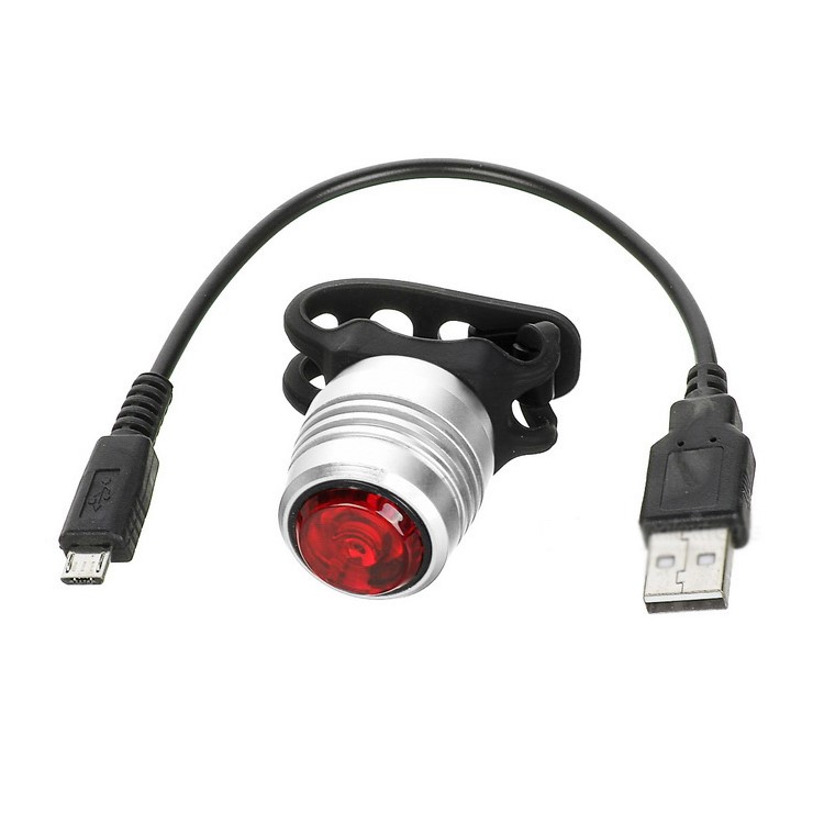 4 Lighting Modes USB Rechargeable Bike Bicycle LED Rear Tail Light - Silver Shell / Red Light-3