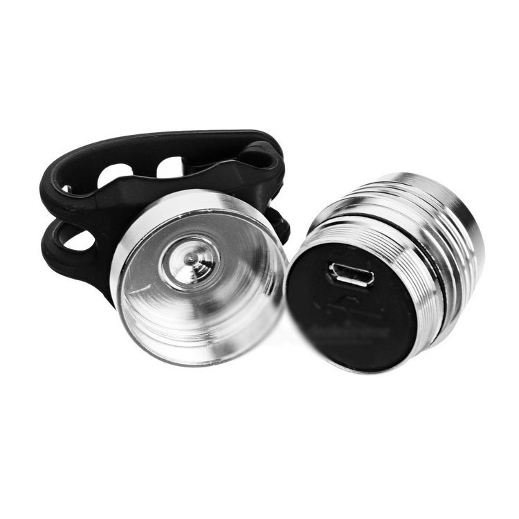 Super Bright LED Bicycle Tail Light USB Rechargeable Bike Light - Silver Shell / White Light-2