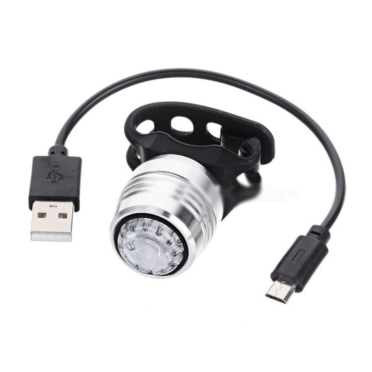 Super Bright LED Bicycle Tail Light USB Rechargeable Bike Light - Silver Shell / White Light-3