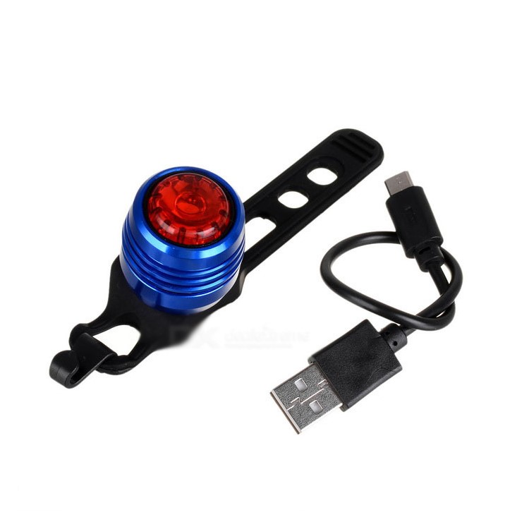 USB Rechargeable LED Bike Tail Light Bright Bicycle Rear Cycling Safety Light - Blue Shell / Red Light-4
